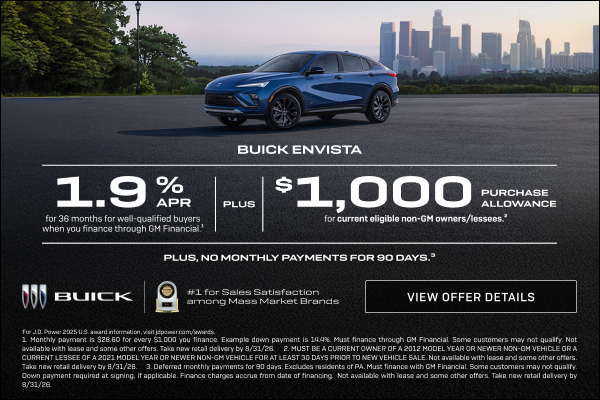 1.9% APR FOR 36 MONTHS 
FOR WELL-QUALIFIED BUYERS when you finance through GM Financial.1

Plus, ...