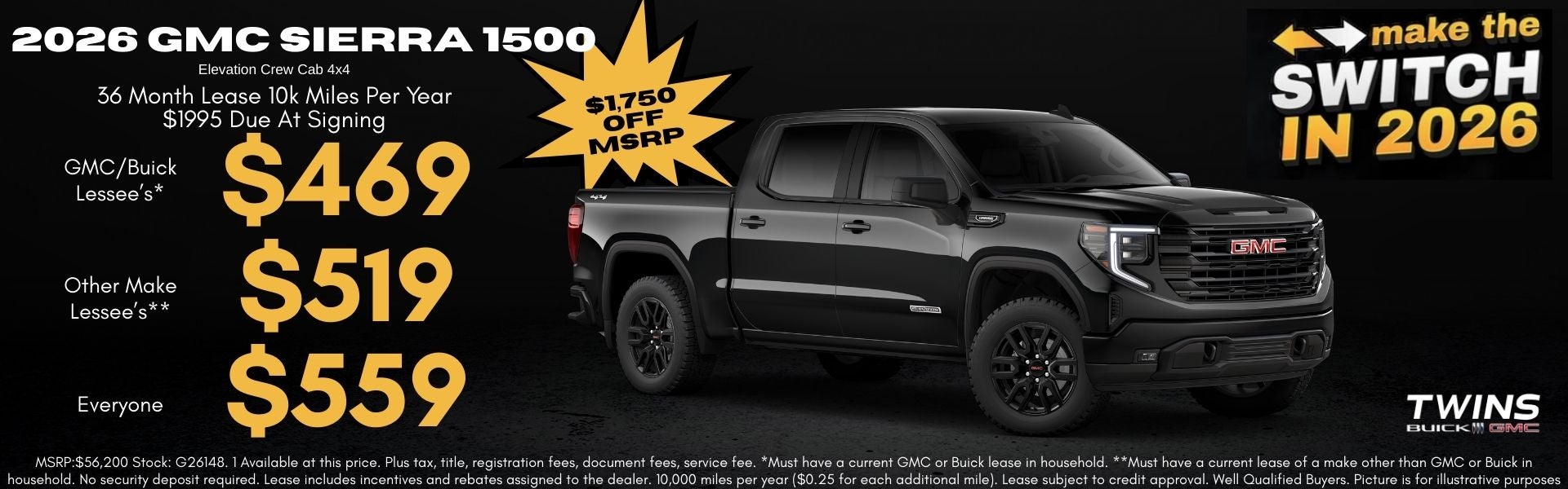 2026 GMC Sierra 1500 Lease Special
